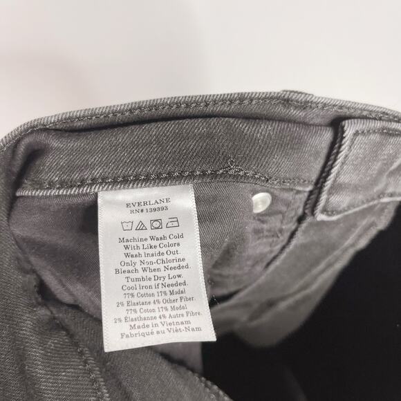 Everlane Womens 29 Ankle Raw Fray Hem Jeans Washed Black Gray Cotton Modal - Picture 8 of 8